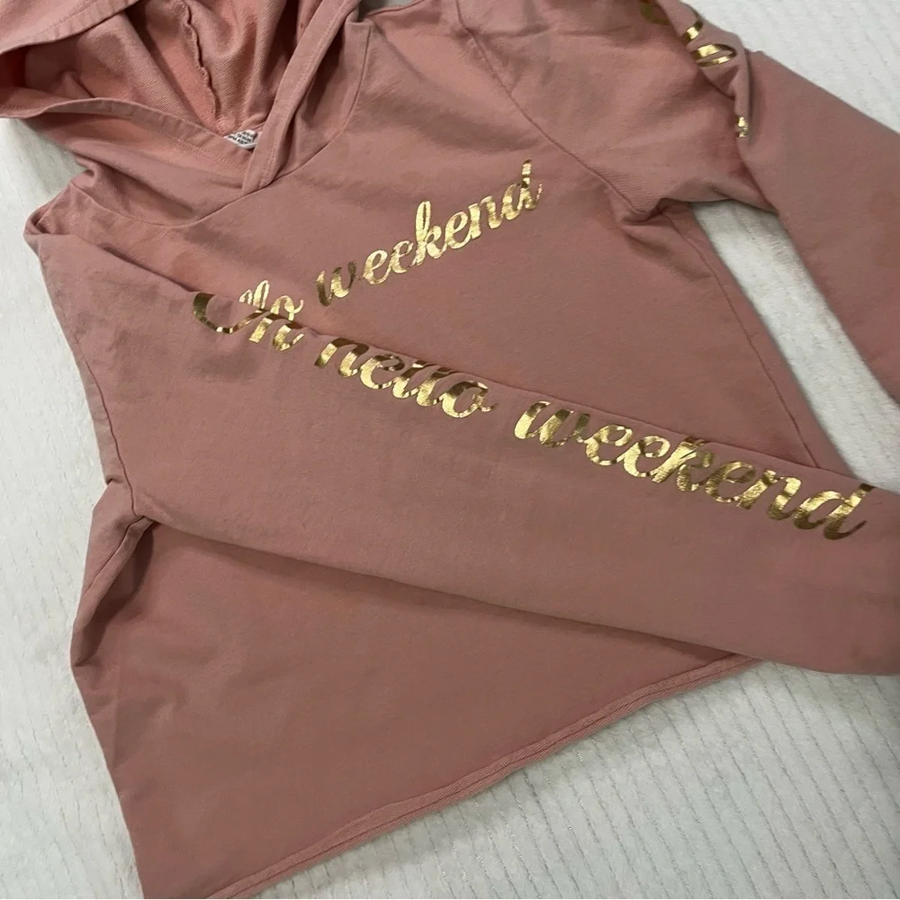 H&M Dusty Pink Hoodie with Gold Lettering